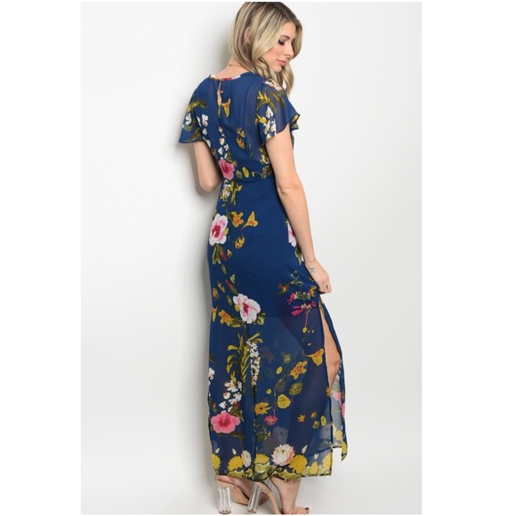 Just in! Navy floral maxi dress. - Picture 2 of 2